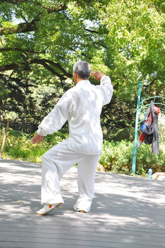 太极 师傅 晨练 锻炼 健康