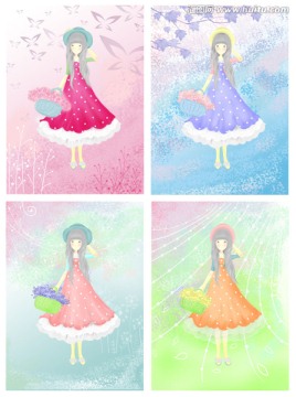小清新唯美女孩插畫（本子圖片）