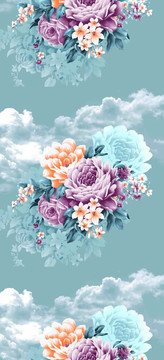 時(shí)尚數(shù)碼印花女裝面料花型未分層
