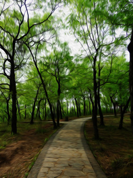 油畫小樹林