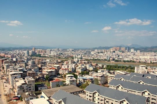 福建龙岩上杭城市风光