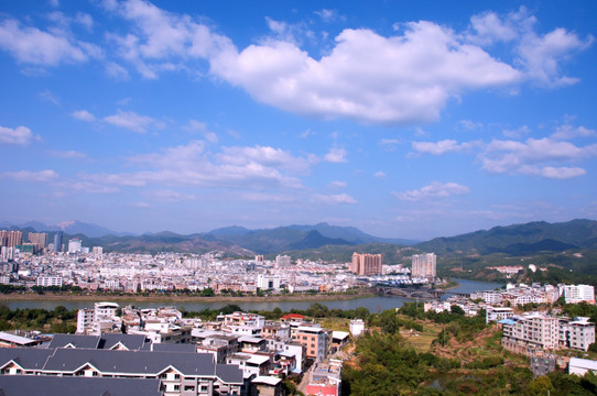 福建龙岩上杭城市风光