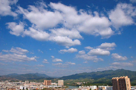 福建龙岩上杭城市风光