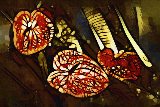 紅掌 花卉油畫 油畫 裝飾畫