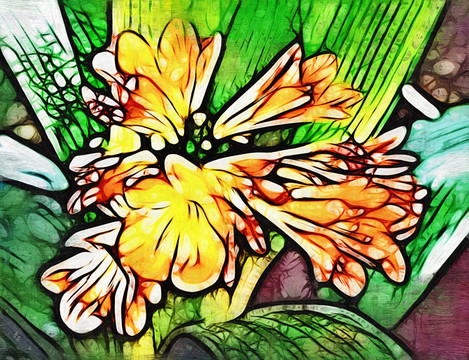 君子蘭 花卉油畫(huà) 油畫(huà) 裝飾畫(huà)