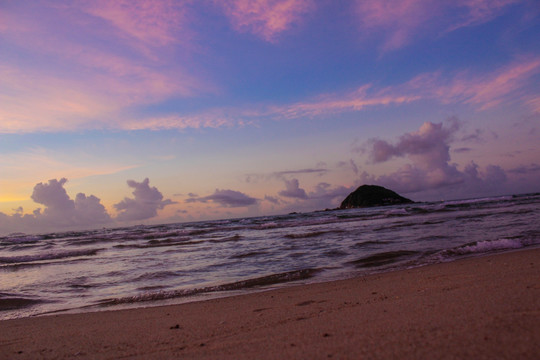 夕阳 残阳 黄昏 海滩 风景