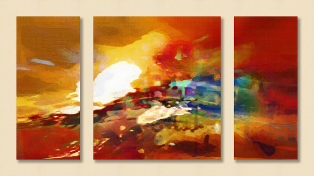 三联画 抽象油画