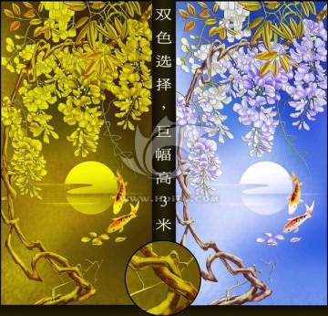 藝術(shù)玻璃背景 紫藤花開