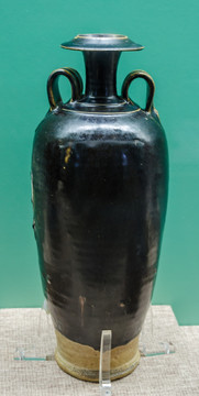唐代黑釉双系瓶 耀州窑瓷器