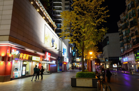 昆明街头银杏夜景