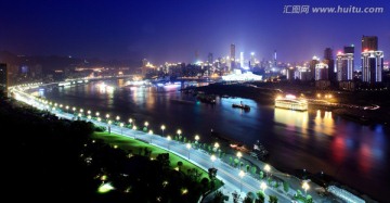 重庆南滨路夜景和渝中半岛