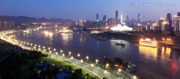 重庆南滨路夜景和渝中半岛