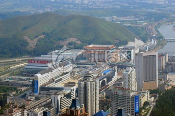 深圳站罗湖口岸地区鸟瞰