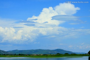 蓝天白云素材 湿地