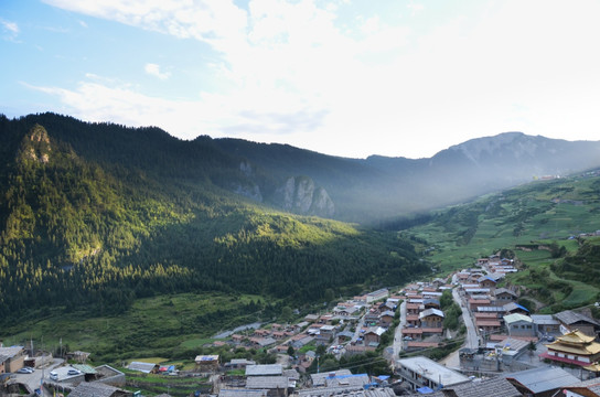 扎尕那 夕阳 村庄