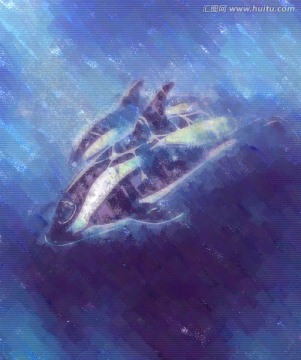 海豚裝飾畫