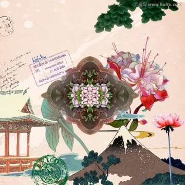 鮮花復(fù)古裝飾畫