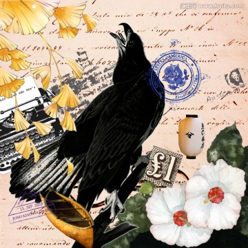 復古花鳥裝飾畫