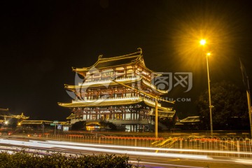 长沙杜甫江阁车流夜景