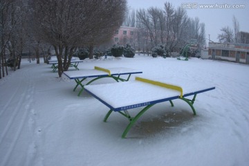雪天无人的校园