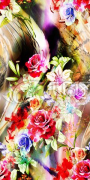 時(shí)尚數(shù)碼印花女裝面料花型未分層
