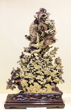紫袍玉带石雕 凤戏牡丹