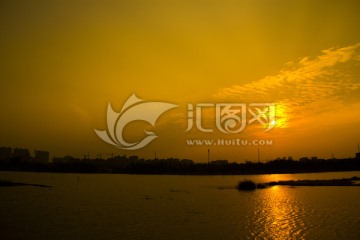 长沙望城东湖湿地公园日落夕阳