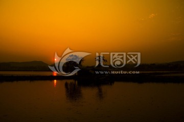 长沙后湖日落夕阳