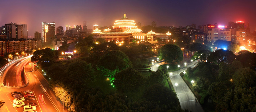 重庆人民大礼堂夜景全景