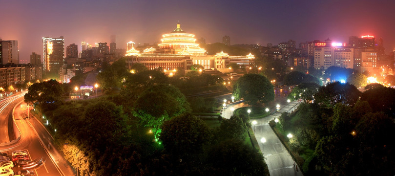 重庆人民大礼堂夜景全景