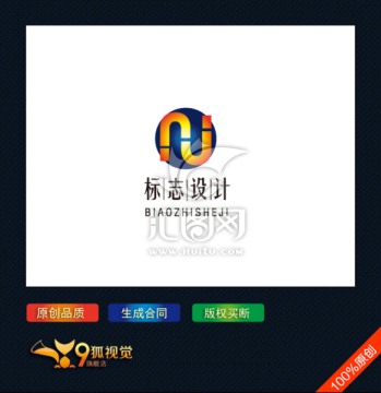 字母JH科技logo设计