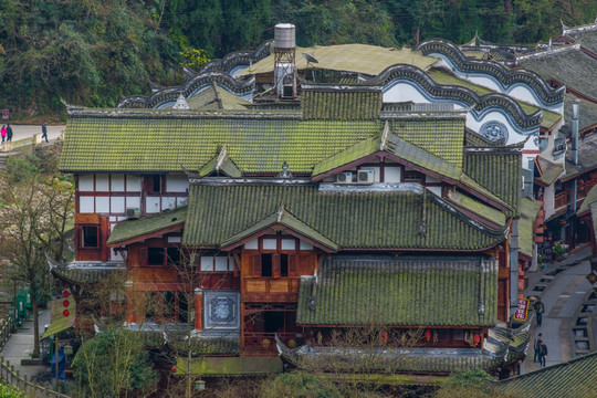 青城后山泰安古镇俯瞰