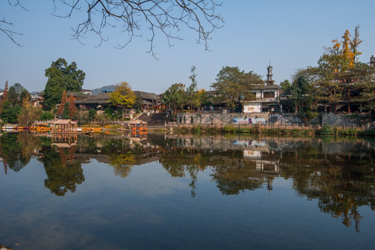 四川街子古镇水景