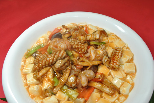 虾汤海鲜豆腐