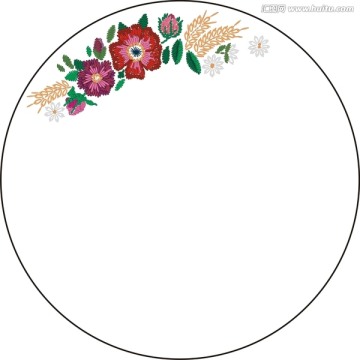 繡花風(fēng)格紅花