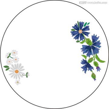 繡花風(fēng)格藍(lán)花