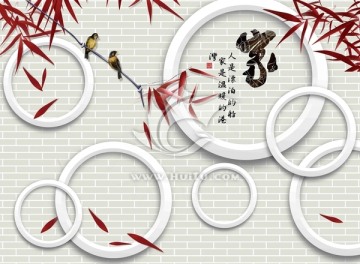 3D壁畫 家和萬事興