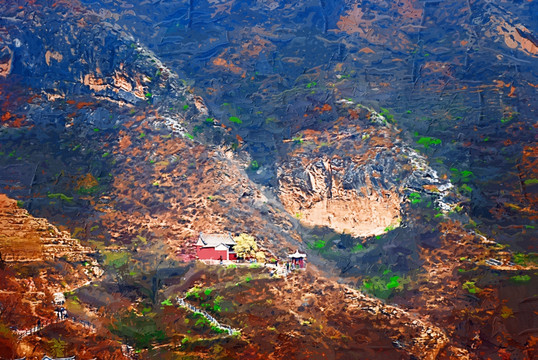 爨底下村风景油画