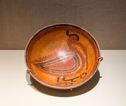 鸟纹陶盘 盘子 玛雅陶器