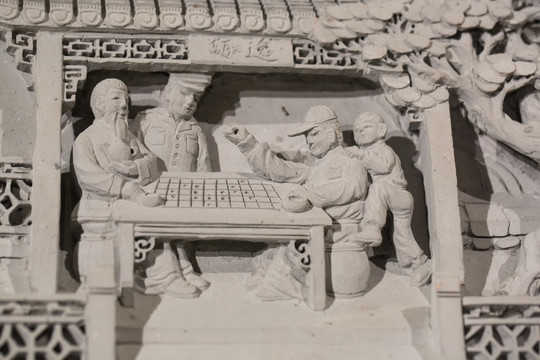 安徽砖雕 下棋 砖雕艺术