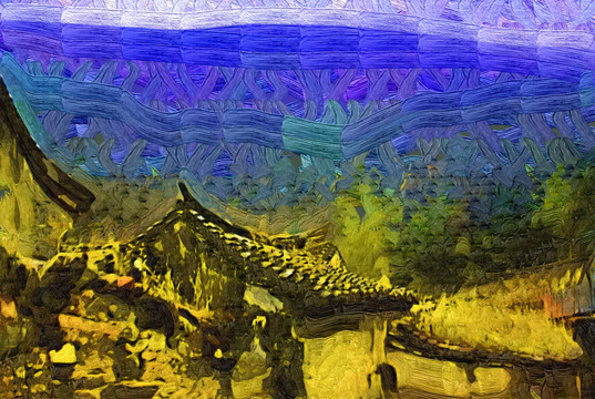 古建筑油畫裝飾畫