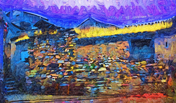 爨底下村風(fēng)景油畫