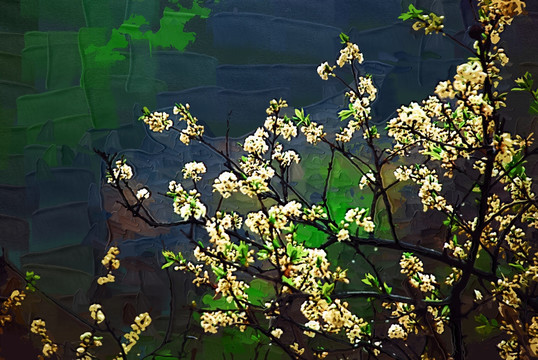 桃花油畫