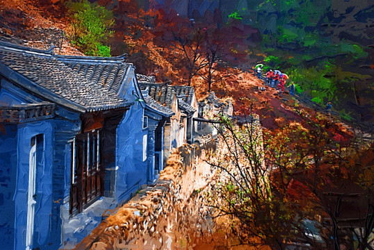 古民宅風(fēng)景油畫