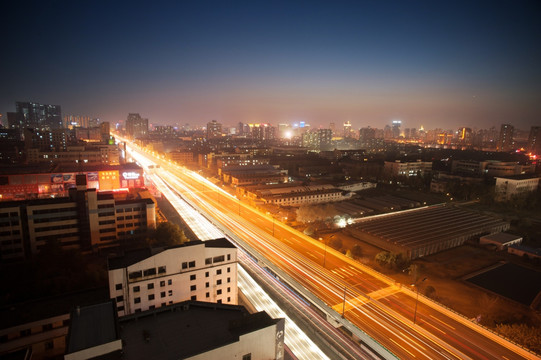 杭州秋石高架桥夜景图