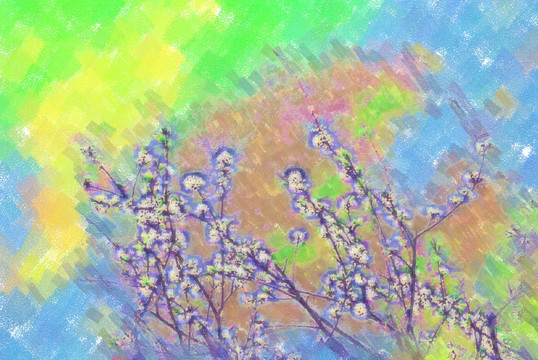 桃花花卉水彩畫