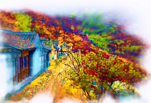古建筑油畫裝飾畫