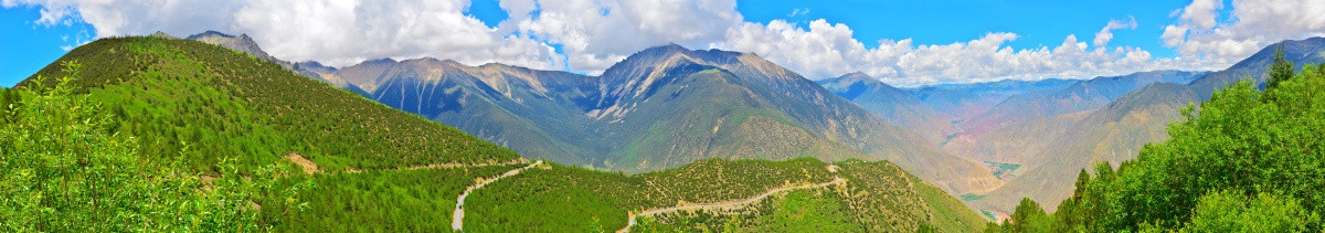 G318国道觉巴山俯瞰宽幅全景