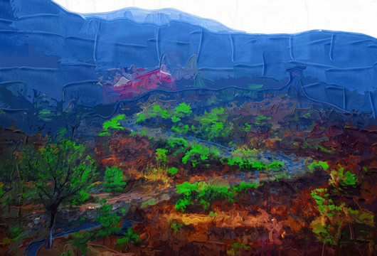 爨底下村風(fēng)景油畫(huà)