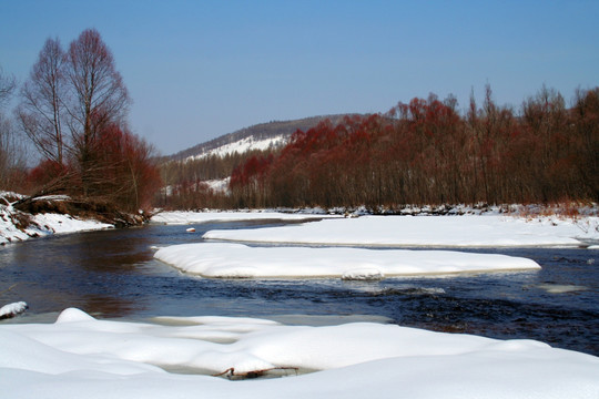 春光冰雪融化 河水缓缓流畅